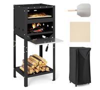 Happygrill Four à pizza d'extérieur de 30,5 cm, poêle à pizza à bois avec cendrier et rangement en bois, pierre à pizza, pelle à pizza et housse en tissu Oxford, machine à pizza multi-combustibles