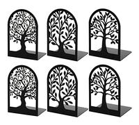 HappyHapi Lot de 3 Paires de Serre-Livres décoratifs en Forme d’Arbre en métal pour Livres Lourds pour étagère, Maison, Bureau, 16,5 x 12,9 x 8,9 cm