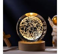 Happyhaves Lampe sphère étoilée calme, galaxie, Saturne, univers calme, 6,9 cm, veilleuse en forme de boule de cristal 3D pour décoration de chambre à coucher, salon