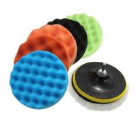 Happyit 7 Pcs Disque de Polissage de Voiture Laine de Polissage Roue Car Beauty Waxing Sponge Plate + Coussin de Laine + M14 Kit de Forage (7")