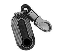 Happyit ABS Coque en Fibre de Carbone + Silicone Cas de Couverture de e Voiture pour Fiat 500 Ducato Panda 500L Punto Lancia Musa 3 Boutons Noir
