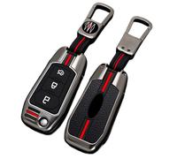 Happyit Alliage de Zinc + Silicone Cas de Couverture de Clé de Voiture pour Ford Fiesta Mondeo Kuga Escape Falcon Galaxy Fusion Mustang Explorer Edge Escort Ranger 3 Boutons (E, Couleur Mate)