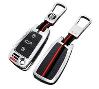 Happyit Alliage de Zinc + Silicone Couverture de Cas de Clé de Voiture Convient pour Audi Sline A3 A5 Q3 A6 C5 C6 A4 B6 B7 B8 TT 80 S6 3 Boutons FOB Clés Porte-clés Accessoires (Argent)