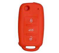Happyit Cas de Couverture de Clé de Voiture de Silicone pour Volkswagen VW Polo Passat B5 Golf 4 5 6 Jetta Mk6 Tiguan Gol CrossFox Plus EOS Scirocco Beetle 3 Boutons Clé Intelligente (Rouge)