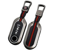 Happyit Cas de Couverture de Clé de Voiture en Alliage de Zinc avec Silicone pour Fiat 500 Ducato Panda 500L Punto Lancia Musa 3 Boutons (Couleur Mate)