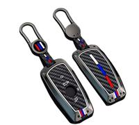 Happyit Cas de Couverture de Clé de Voiture en Alliage de Zinc Compatibilité avec bmw 1 3 5 Series F10 F11 F20 F30 F31 F34 G20 G30 avec Carbone Fibre de Carbone Silicone (4 Boutons, Couleur Mate)