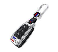 Happyit Cas de Couverture de Clé de Voiture en Alliage de Zinc pour Audi A1 A3 A6 Q2 Q3 Q7 TT TTS R8 S3 S6 RS3 RS6 3 Boutons Télécommande Pliante Coque (Argent)