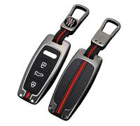 Happyit Cas de Couverture de e Voiture en Alliage de Zinc pour Audi A6L A7 A8 Q8 Etron C8 D5 3 Boutons Télécommande Accessoires Support Coque Peau (Couleur Mate)