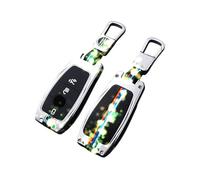 Happyit Cas de Couverture de Clé de Voiture en Alliage de Zinc pour benz Mercedes Classe E E200 E260 E300 E320 AMG W213 Porte-Clés avec Fluorescence (Argent)