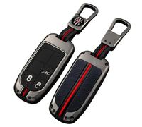 Happyit Cas de Couverture de Clé de Voiture en Alliage de Zinc pour pour Jeep Grand Cherokee Chrysler 300C Renegade Fiat Freemont (3 Boutons, Couleur Mate)