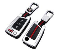 Happyit Cas de Couverture de Clé de Voiture en Alliage de Zinc pour Volkswagen VW Golf 7 MK7 Tiguan mk2 Skoda Octavia A7 Kodiaq 3 Boutons (Argent)