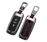 Happyit Cas de Couverture de Clé de Voiture en Alliage de Zinc pour Volkswagen VW Touareg 2018-2022 3 Boutons Télécommande Coque de Protection sans Clé (Couleur Mate)