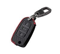 Happyit Cas de Couverture de e Voiture en Cuir de Style Fibre de Carbone Compatible avec Volkswagen VW Bora Beetle Tiguan Passat Jetta Sagitar Golf 3 Boutons (Red)