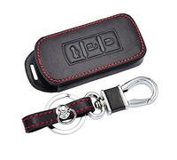 Happyit Cas de Couverture de Clé de Voiture en Cuir Porte-clés de Coiture pour Mitsubishi Outlander Lancer 10 EX Pajero Sport ASX RVR L200 3 Boutons Clé Intelligente