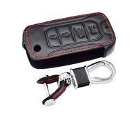 Happyit Cas de Couverture de Clé de Voiture en Cuir Porte-clés pour Jeep Renegade 2015 2016 2017 2018-2022 4 Boutons Flip Pliant à Distance sans Clé