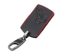 Happyit Cas de Couverture de Clé de Voiture en Cuir Porte-clés pour Renault Clio Logan Megane Koleos Duster Scenic Duster Sandero Captur Twingo 4 Boutons (Ligne rouge)
