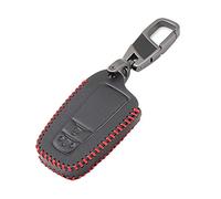 Happyit Cas de Couverture de Clé de Voiture en Cuir pour Toyota CHR C-HR 2017 2018 Prius 2 Boutons Porte-clés Sans clé Accessoires (Ligne rouge)