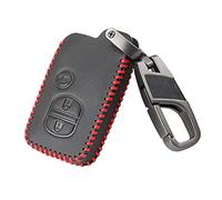 Happyit Cas de Couverture de Clé de Voiture en Cuir pour Toyota Land Cruiser Prado Camry Prius Crown pour Subaru Forester XV (Ligne Rouge)