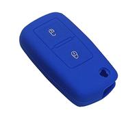 Happyit Cas de Couverture de Clé de Voiture en Silicone pour VW Volkswagen Amarok Polo Golf 4 5 6 MK4 Bora Jetta 2 Boutons (Bleu)