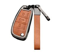 Happyit Coque de clé de voiture en alliage de zinc pour Audi A1 A3 A4 A5 Q7 A6 C5 C6 3 boutons (marron + gris)