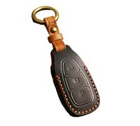 Happyit Coque de clé de voiture en cuir pour Ford Focus 3 4 ST Mondeo MK3 MK4 Fiesta Fusion Kuga 2013-2024 3 boutons (Noir)