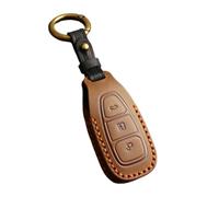 Happyit Coque de clé de voiture en cuir pour Ford Focus 3 4 ST Mondeo MK3 MK4 Fiesta Fusion Kuga 2013-2024 3 boutons (marron)