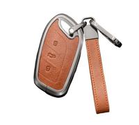 Happyit Coque de clé télécommande en Cuir pour Roewe RX3 RX8 ERX5 RX5 I6 I5 MG4 MG5 MG6 MG3 MG7 MG ZS EV HS EHS ZX GT 3 Buttons (Marron+Gris)