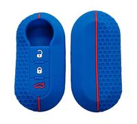 Happyit Coque de Protection de clé en Silicone pour Fiat 500 Panda Punto Bravo Doblo Peugeot Boxer Citroen Relay Fiat Ducato Lancia Musa 3 Buttons (Bleu)