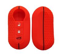Happyit Coque de Protection de clé en Silicone pour Fiat 500 Panda Punto Bravo Doblo Peugeot Boxer Citroen Relay Fiat Ducato Lancia Musa 3 Buttons (Rouge)