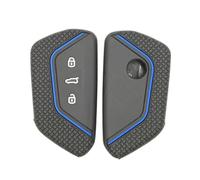 Happyit Coque de Protection de clé en Silicone pour VW Volkseagen Golf 8 MK8 ID.3 ID.4 Cupra Skoda Octavia A8 Seat Leon MK4 2020 2021 Formentor Tarraco (Noir+Ligne Bleue)