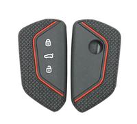 Happyit Coque de Protection de clé en Silicone pour VW Volkseagen Golf 8 MK8 ID.3 ID.4 Cupra Skoda Octavia A8 Seat Leon MK4 2020 2021 Formentor Tarraco (Noir +Ligne Rouge)