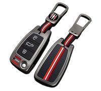 Happyit Coque de Protection pour clé de Voiture Compatible avec Audi A1 A3 A4 A5 Q7 A6 C5 C6 3 Boutons (Mat+Boucle carrée)