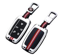 Happyit Coque de Protection pour clé de Voiture Compatible avec Land Rover A9 Range Rover Sport Evoque Freelander Discovery 4 Jaguar XE XJ XJL XF 5 Boutons (Argent+Boucle carrée)