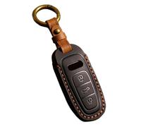 Happyit Coque de Protection pour e voiture en cuir véritable pour Audi A3 A4 B9 A6 A7 4K A8 E-tron Q5 Q8 C8 D5 SQ8 3 Boutons (Noir)