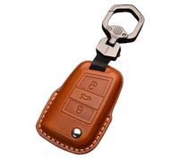 Happyit Coque de Protection pour clé de voiture en cuir véritable pour Volkswagen VW Golf 7 Beetle Jetta Bora Passat Polo Tiguan 3 Boutons (Marron)