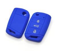 Happyit Coque de Protection pour clé de Voiture en Silicone pour Volkswagen VW Golf 7 Beetle Jetta Bora Passat Polo Tiguan 3 Boutons (Bleu)