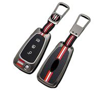 Happyit Coque de Protection pour clé de Voiture pour Ford Fiesta Ranger C-Max S-Max Focus 3 4 Galaxy Mondeo Transit Tourneo Custom MK4 3 Boutons (Mat+Boucle carrée)