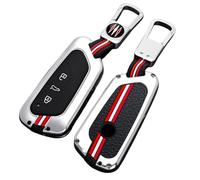Happyit Coque de protection pour clé de voiture pour VW Volkseagen Golf 8 MK8 ID.3 ID.4 Cupra Skoda Octavia A8 SEAT Leon MK4 2020 2021 Formentor Tarraco (Argent+Boucle carrée)