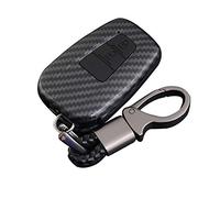 Happyit Coque en Fibre de Carbone ABS + Silicone Clé de Voiture Couverture Cas Porte-clés pour Toyota CHR C-HR 2017 2018 2019 Prius 2 Boutons (Noir)