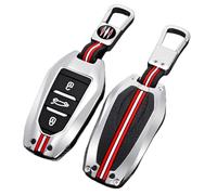 Happyit Coque porte-clés coque pour compatible avec Peugeot 2008 3008 4008 5008 308 408 508 pour C1 C2 C4 C6 C3-XR Picasso Grand DS3 DS5 (Argent+Boucle carrée)