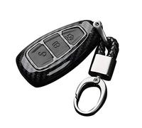 Happyit Coquille de Fibre de Carbone ABS + Silicone Clef de Voiture Couverture Cas Porte-clés pour Ford Focus Mondeo Edge Fiesta Kuga Mondeo MK4 Fusion (B Fibre de Carbone + Noir)