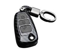 Happyit Coquille de Fibre de Carbone ABS + Silicone Clef de Voiture Couverture Cas Porte-clés pour Ford Focus Mondeo Edge Kuga Mondeo MK4 Fusion Escort Ecosport (C + Noir)