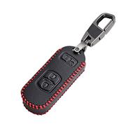 Happyit Cuir Cas de Couverture de e Voiture Porte-clés pour Mazda 2 3 5 6 CX-3 CX5 CX-5 M2 M3 M5 M6 3 Boutons Fob Sans clé (Ligne rouge)