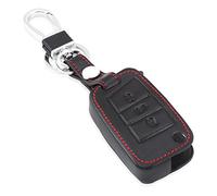Happyit Cuir Voiture as de Couverture Porte-clés pour Volkswagen VW Golf 7 GTI GTD GTE MK7 Polo 2016 Skoda Octavia A7 Seat Leon Ibiza 3 Boutons Télécommande
