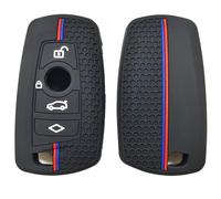Happyit Étui de Protection en Silicone pour clé de Voiture für BMW 1 2 3 4 5 6 7 Series X3 X4 M2 M3 M4 M5 M6 GT3 GT5 4 Boutons (Noir)