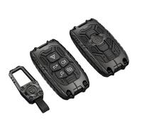 Happyit Étui pour clé de Voiture, Coque de Support pour Land Rover Discovery Freelander Range Rover Sport Evoque2021-2024 5 Boutons (Noir+Boucle carrée)