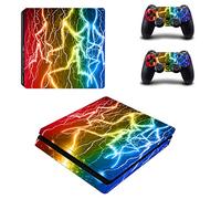 Happyit PS4 Slim Skin Sticker Autocollant Protecteur de Peau de décalque de Vinyle pour Sony PlayStation 4 Slim Console + 2 Peaux de contrôleur (C) (C4)