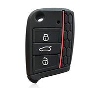 Happyit Silicone Car Key Cover Case fit for Volkswagen VW Passat Tiguan Jetta Polo Bora 3 Buttons (Noir)