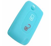 Happyit Silicone Voiture Télécommande Porte-clés Cas pour 2 Boutons Plier Clé Peugeot 107 208 207 3008 308 RCZ 508 408 2008 407 307 206 (Bleu Clair)