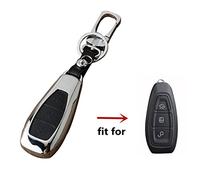 Happyit Zinc Alliage + Cuir Housse de Voiture pour Ford Focus Mondeo Edge Fiesta Kuga Mondeo MK4 Fiesta Fusion Escort Ecosport (A Noir)